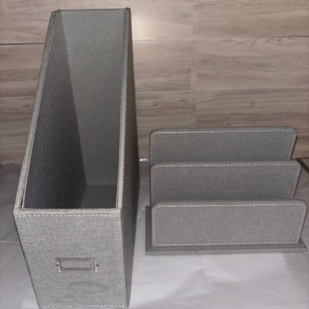 Magazine Holder & Desk Mail Organizer, Grey